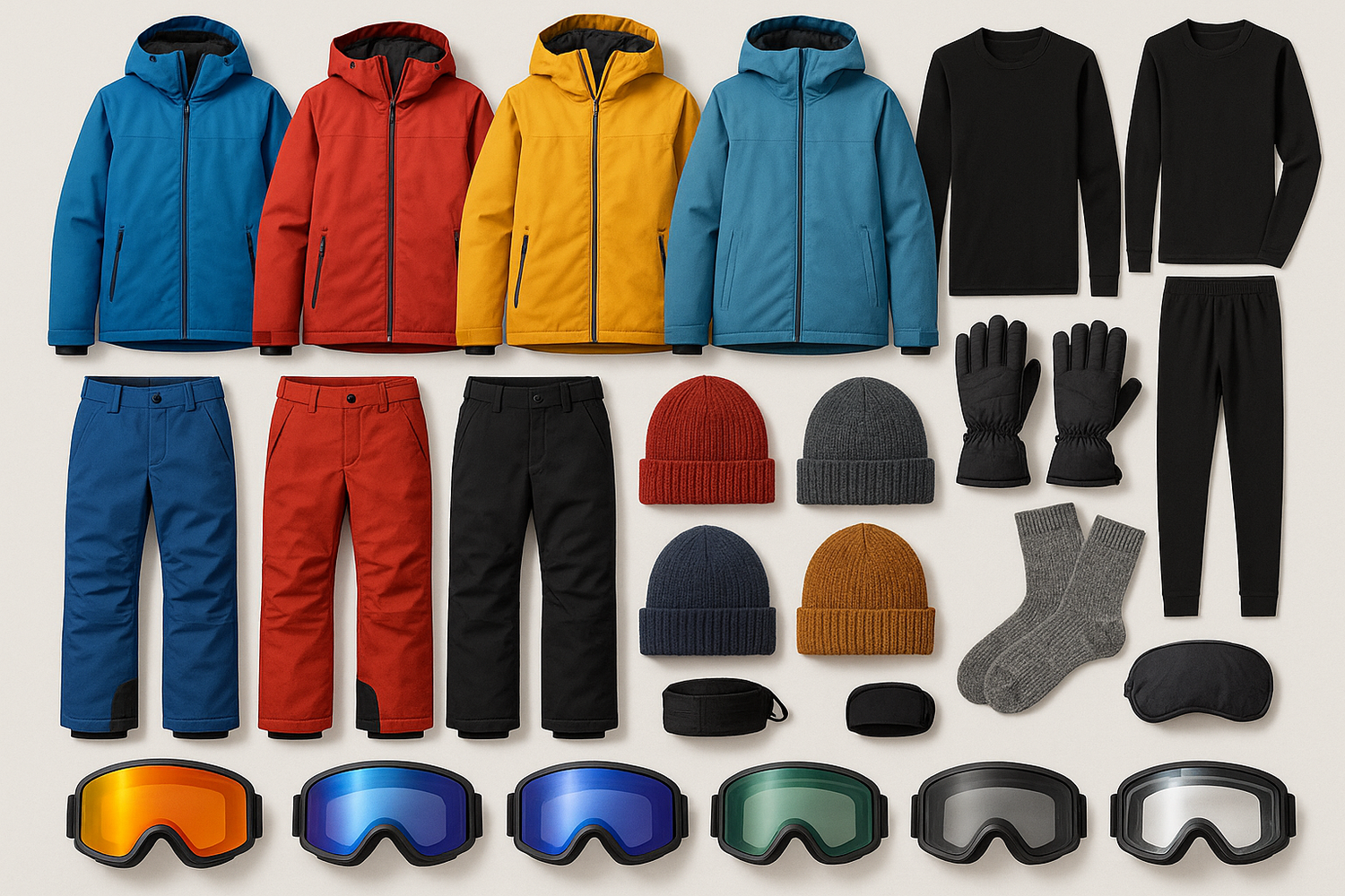 imagen varias ropas y gafas de nieve